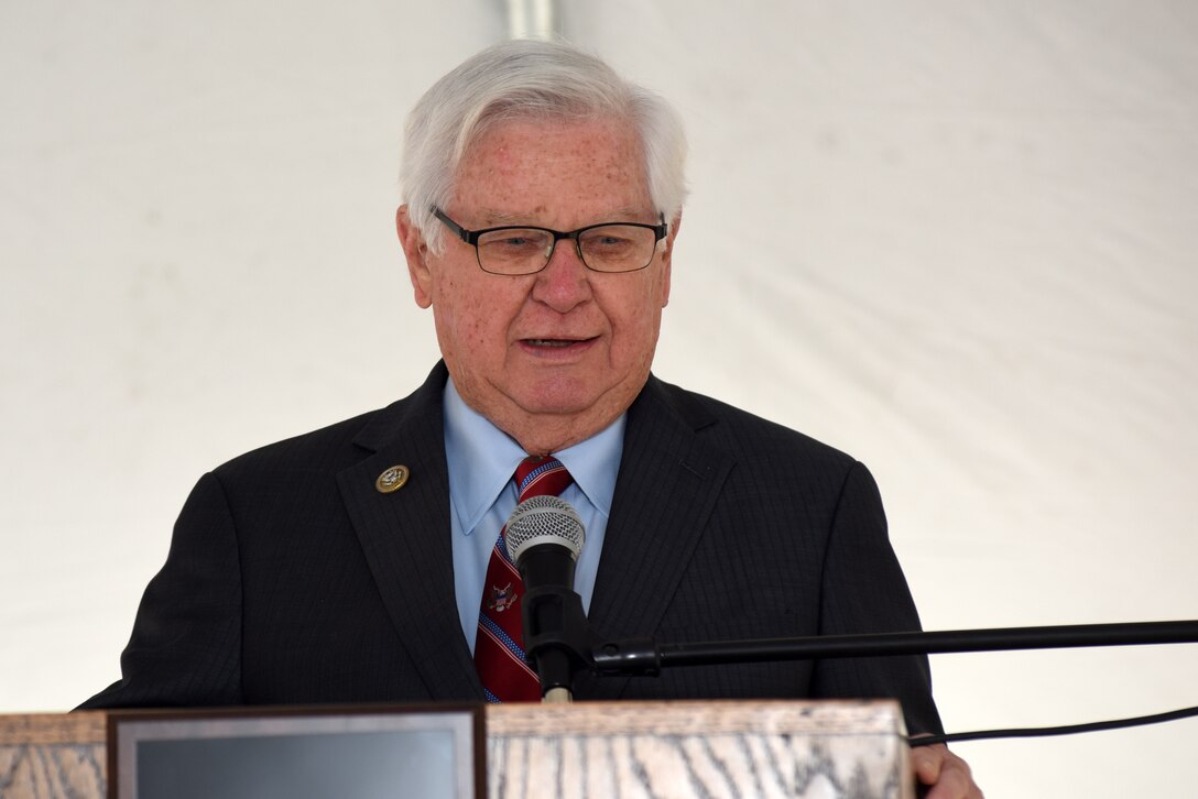 U.S. Rep. Hal Rogers, representing Kentucky’s 5th Congressional District, announces the Fariston Water Storage Tank Section 531 Project to construct a 500,000 gallon elevated water tank during a groundbreaking ceremony Oct. 25, 2018 for Greer Industrial Park in Laurel County, Ky. (USACE photo by Lee Roberts)