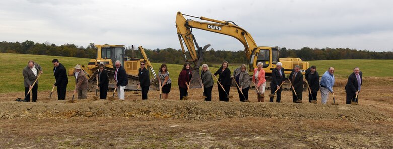 Officials break ground on Greer Industrial Park in Laurel County, Ky., Oct. 18, 2018.  During the event, Rep. Hal Rogers announced the U.S. Army Corps of Engineers is providing $1.3 million toward a 500,000 gallon elevated water tank. (USACE photo by Lee Roberts)