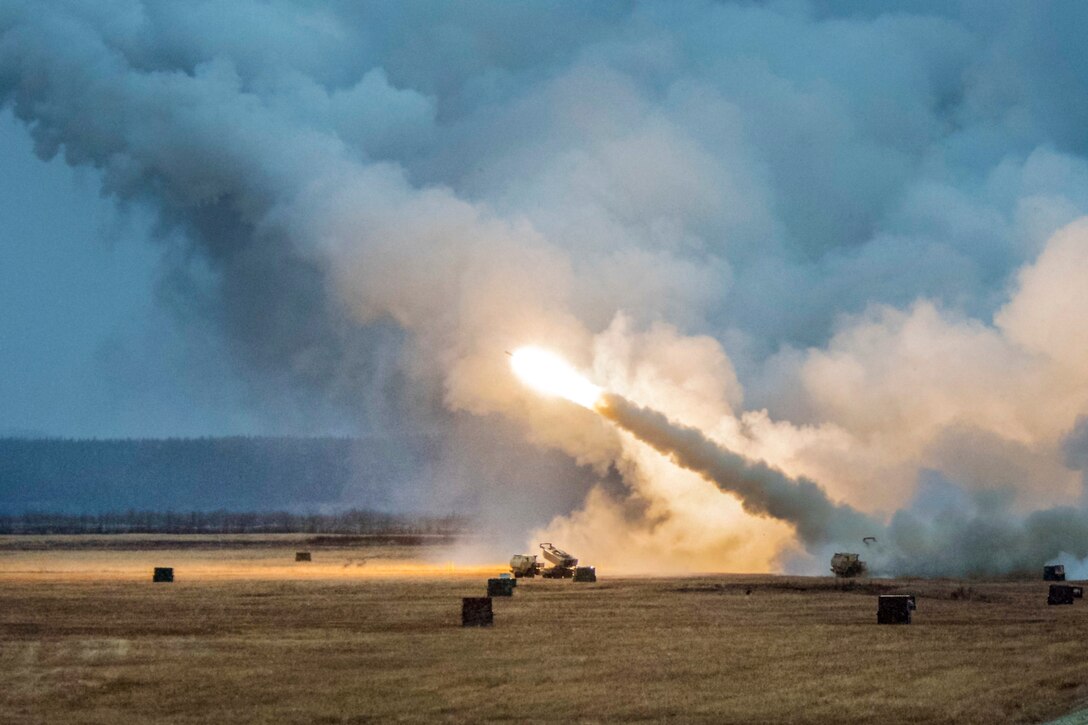 A rocket is fired into the sky.