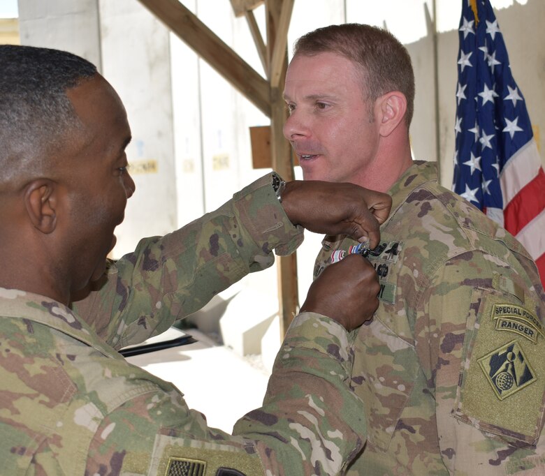 Lieutenant Colonel Frankie Flowers was presented with the Defense Meritorious Service Medal, Afghanistan Campaign Medal and NATO medal for his exceptionally meritorious service from October 23, 2017 through October 2018.
