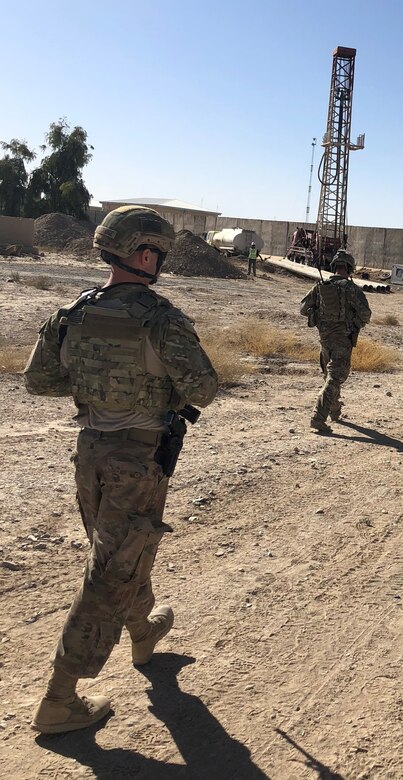 USACE personnel moving to the Well Site at Kandahar Air Wing.