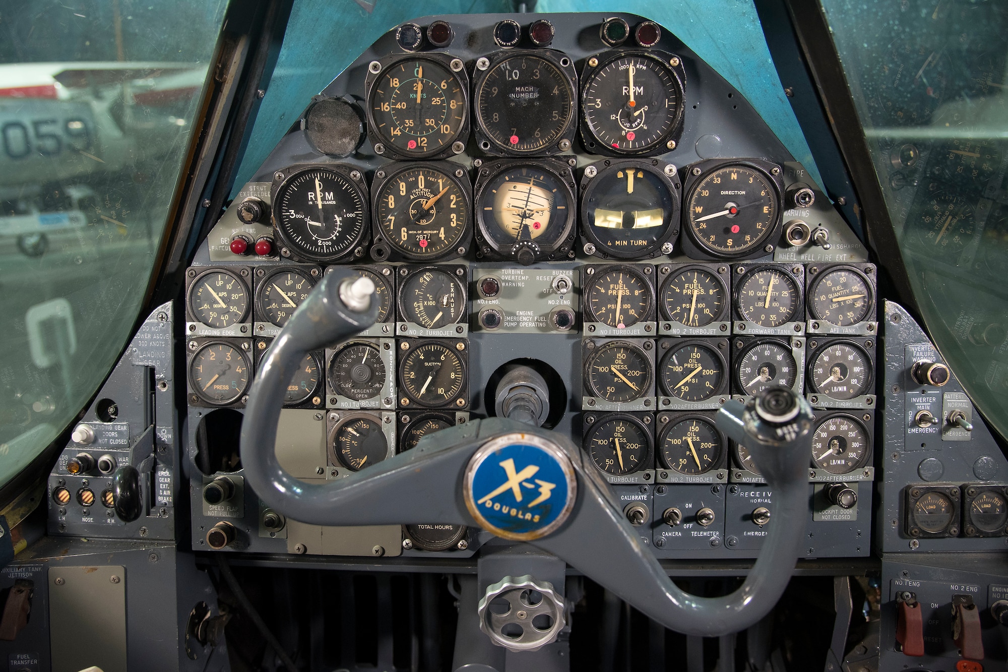 DAYTON, Ohio -- Douglas X-3 Stiletto cockpit at the National Museum of the United States Air Force. This aircraft is on display in the museum's Research & Development Gallery. (U.S. Air Force photo by Ken LaRock)