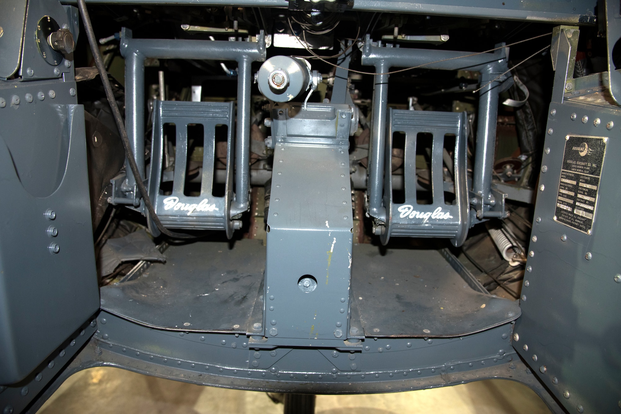 DAYTON, Ohio -- Douglas X-3 Stiletto cockpit(foot pedal controls) at the National Museum of the United States Air Force. This aircraft is on display in the museum's Research & Development Gallery. (U.S. Air Force photo by Ken LaRock)