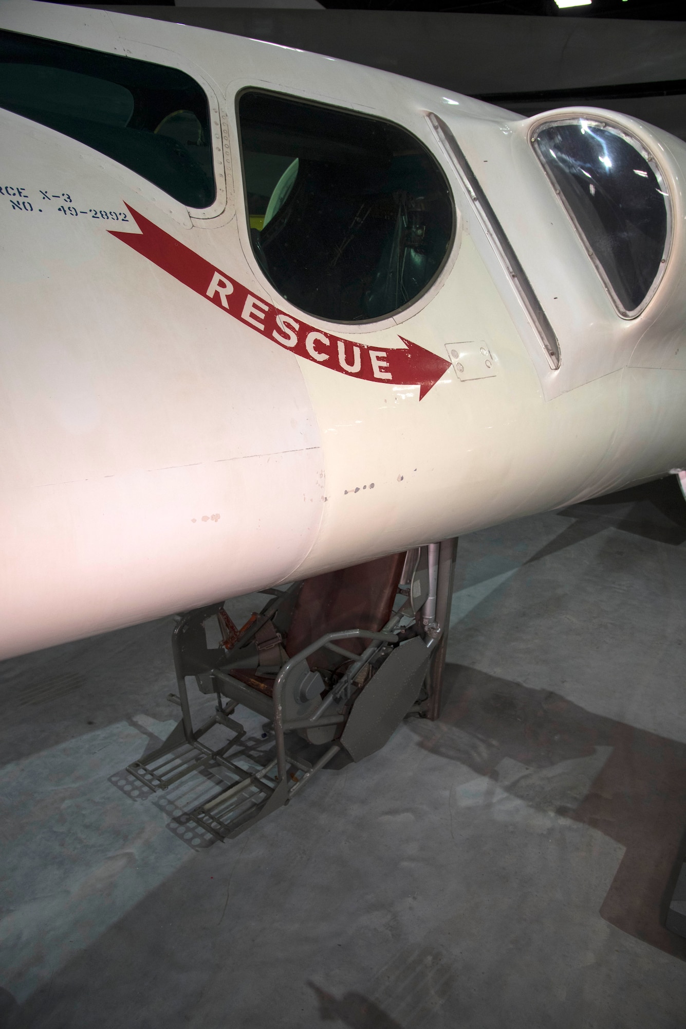 DAYTON, Ohio -- Douglas X-3 Stiletto pilot seat at the National Museum of the United States Air Force. This aircraft is on display in the museum's Research & Development Gallery. (U.S. Air Force photo by Ken LaRock)