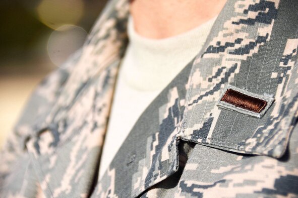 2nd Lt. Rachel Brinegar, 60th Air Mobility Wing public affairs officer, stands for a photo Oct. 25 at Travis Air Force Base, Calif. Brinegar, who commissioned from the rank of technical sergeant in August 2018, received her commission through the senior leader enlisted commissioning program. (U.S. Air Force photo by Airman 1st Class Christian Conrad)