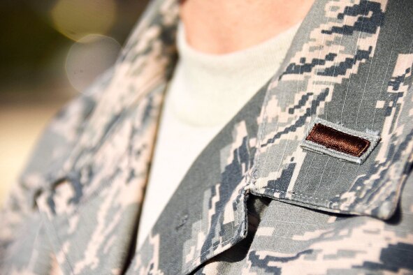 2nd Lt. Rachel Brinegar, 60th Air Mobility Wing public affairs officer, stands for a photo Oct. 25 at Travis Air Force Base, Calif. Brinegar, who commissioned from the rank of technical sergeant in August 2018, received her commission through the senior leader enlisted commissioning program. (U.S. Air Force photo by Airman 1st Class Christian Conrad)