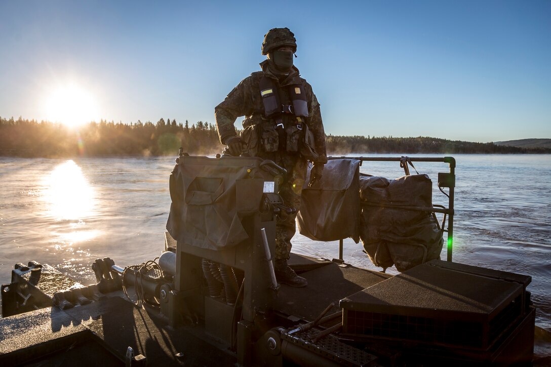 German soldiers conduct operations on the Rena River in Norway during Exercise Trident Juncture.