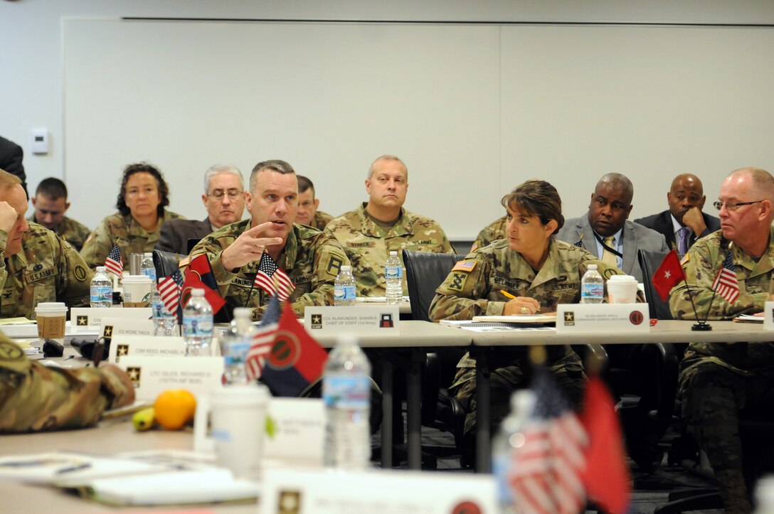 Active component brigade commanders learn Army Reserve processes during multi-compo orientation
