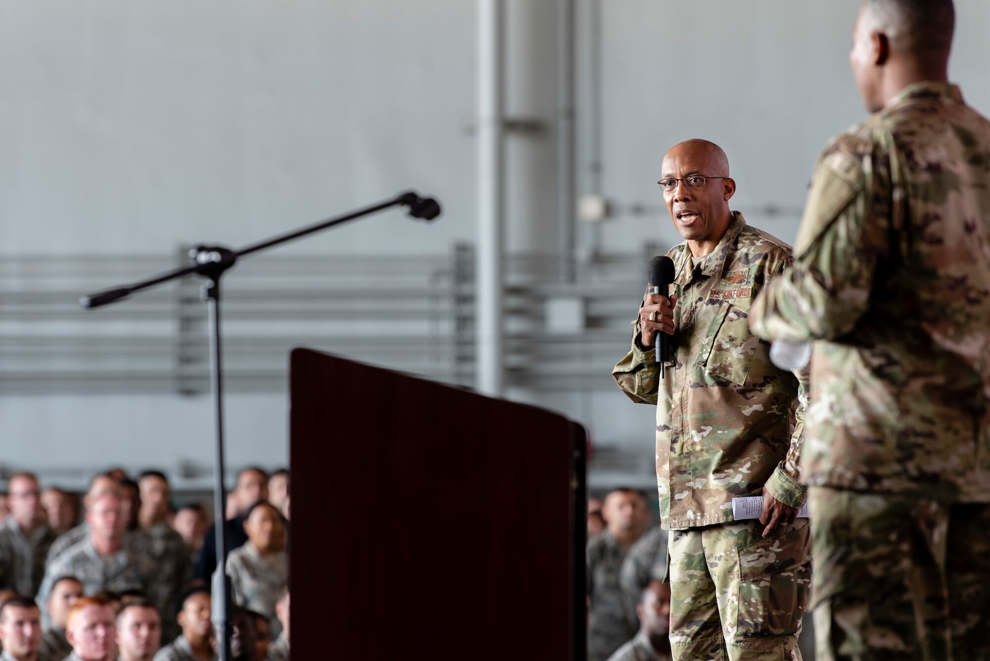 Gen. CQ Brown, Jr., Pacific Air Forces commander, visited Kadena Air Base, Japan, Oct. 22, 2018, to familiarize himself with the 18th Wing’s mission, present his expectations for the Pacific Air Forces and emphasize the importance of Team Kadena’s role in ensuring regional security and stability.