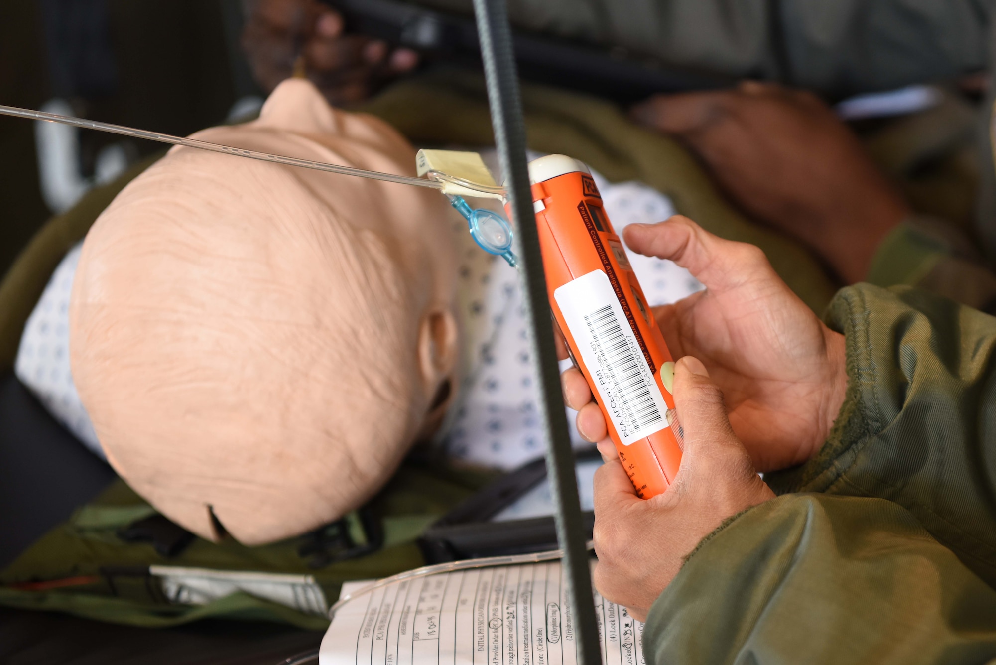 A 86th Aeromedical Evacuation Squadron technician checks diagnostic equipment during a readiness exercise on a C-130J Super Hercules aircraft, Oct. 23, 2018. The 86th AES provide operational aeromedical evacuation for U.S. troops in the U.S. European Command and U.S. Africa Command.