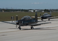 T-6 Texan IIs from the 559th Flying Training Squadron and the 39th FTS participated in an “Elephant Walk” Oct. 26, 2018, at Joint Base San Antonio-Randolph, Texas. An Elephant Walk is more commonly known as a “show of force,” but the squadrons here conducted one to get in touch with their heritage. Because the 559th FTS traces its lineage back to the 81st Bombardment Squadron, the lead aircraft is painted in the colors of the B-25s they flew in World War II.