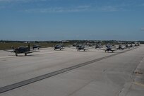 T-6 Texan IIs from the 559th Flying Training Squadron and the 39th FTS participated in an “Elephant Walk” Oct. 26, 2018, at Joint Base San Antonio-Randolph, Texas. An Elephant Walk is more commonly known as a “show of force,” but the squadrons here conducted one to get in touch with their heritage. The exercise was called a “Goat Trot/Snake Slither” as the 559th are the fighting Billy Goats and the 39th are the Cobras.