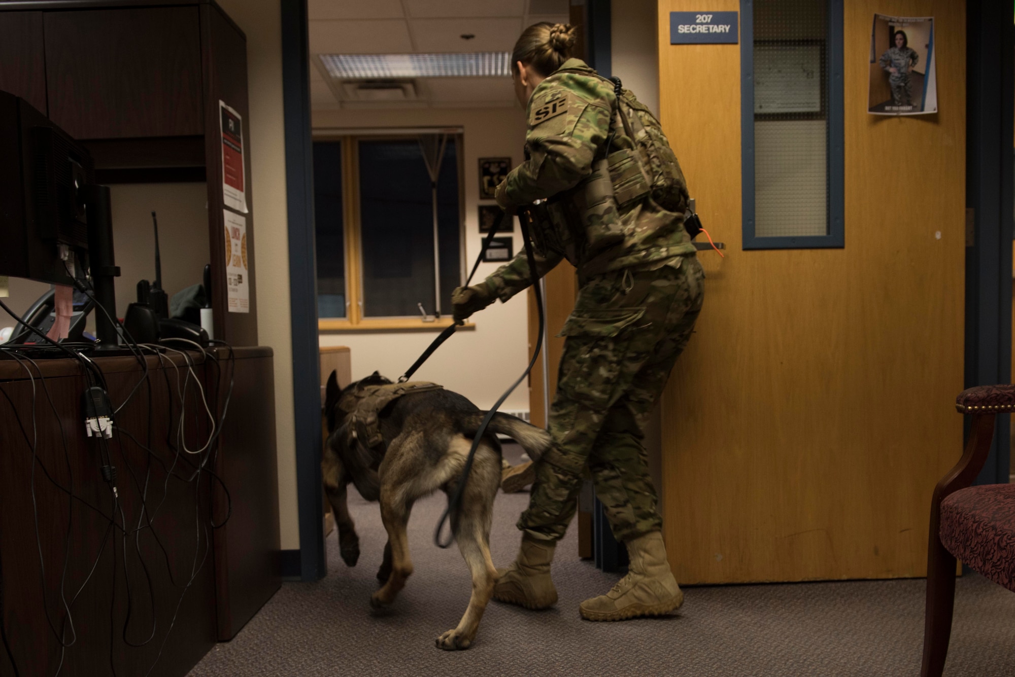 During the exercise, a simulated active shooter entered the 354th Communications Squadron building where he was later found by SFS members.