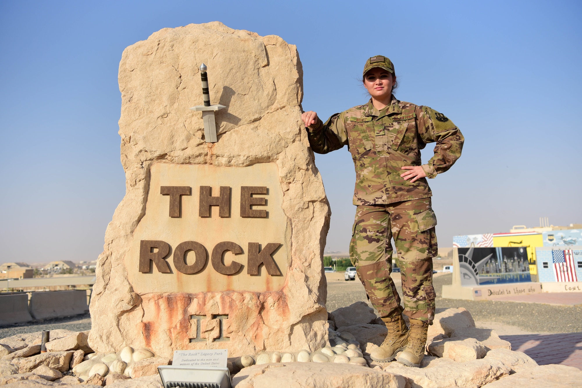 Staff Sgft. Korissa Muniz, 386th Air Expeditionary Wing command post senior emergency action controller, is the latest Rock Solid Warrior. The Rock Solid Warrior program is a way to recognize and spotlight the Airmen of the 386th Air Expeditionary Wing for their positive impact and commitment to the mission. (Courtesy illustration)