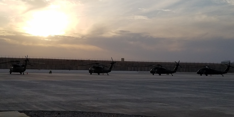 As the sun sets on the Kandahar Air Field, the UH-60’s on the Tango Ramp are hunkered down for the evening and another successful construction project for USACE comes to a close.