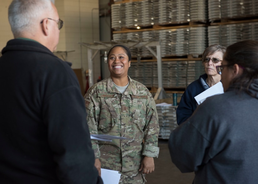 U.S. Air Force Master Sgt. Angenique Lawrence, 733rd Logistics Readiness Squadron installation deployment readiness cell section chief, speaks to Academy of Hampton teachers at Joint Base Langley-Eustis, Virginia, Oct. 25, 2018.