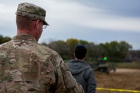 U.S. Army Reserve engineers experiment with remote-controlled bulldozer
