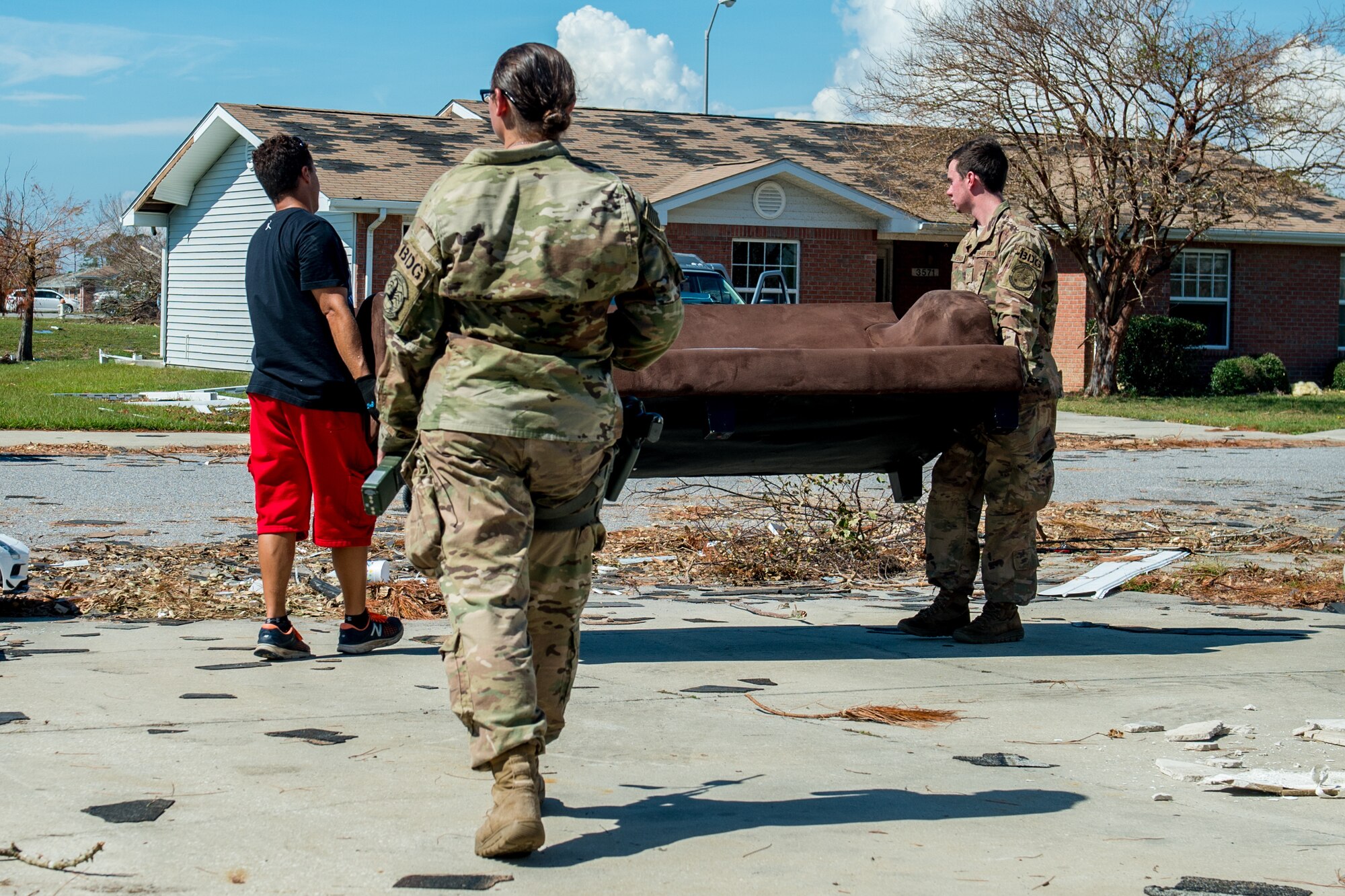 Airmen from Tyndall Air Force Base, Florida, return to base housing on Oct. 17, 2018 for the first time since Hurricane Michael devastated the area one week ago.