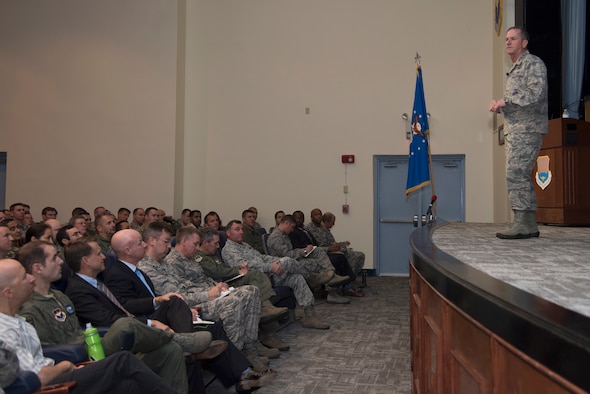 Air Force Chief of Staff Gen. David L. Goldfein speaks to Air Command and Staff College.