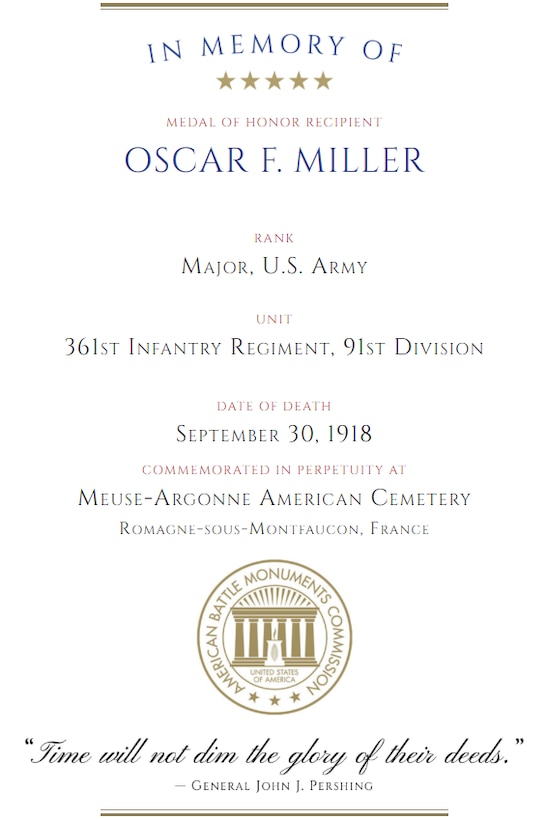 Maj. Oscar Miller - Medal of Honor recipient