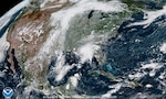 A satellite image shows Tropical Storm Gordon as the weather system heads toward the southeast United States.