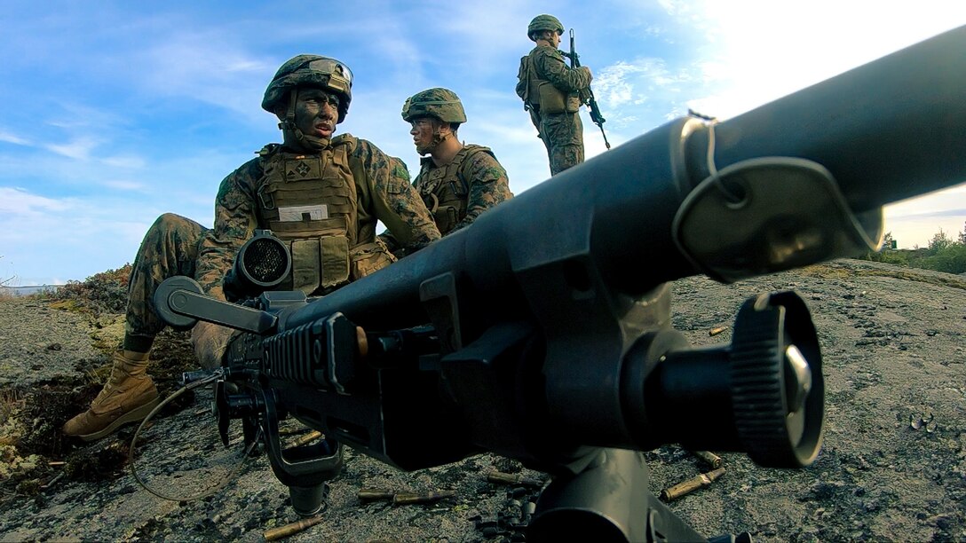 Marines with Marine Rotational Force-Europe provide security during amphibious assault rehearsal during Exercise Archipelago Endeavor along with Swedish Marines in Korso, Sweden, Aug. 30, 2018. Archipelago Endeavor is a bilateral training exercise in Sweden to enhance interoperability and strengthen security in the Baltic Region. This is the first time U.S. and Swedish Marines have trained as an integrated unit on the Swedish Combat Boat 90 (CB-90) to perform a company-level amphibious assault on the outer Stockholm archipelago. (U.S. Marine Corps photo by Sgt. Devin J. Andrews/Released)