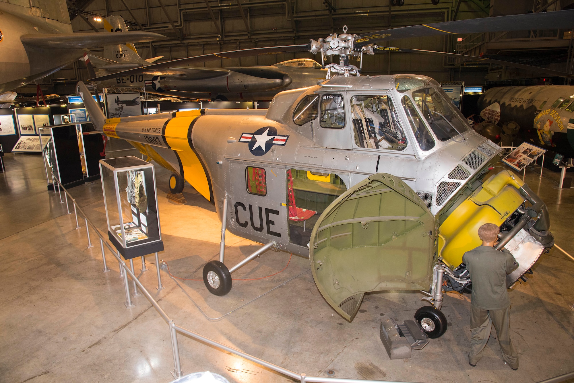 Sikorsky UH-19B Chickasaw in the Korean War Gallery at the National Museum of the United States Air Force. (U.S. Air Force photo by Ken LaRock)