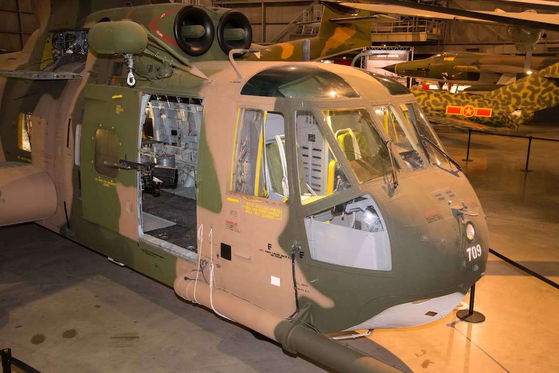 Sikorsky HH-3 in the Southeast Asia War Gallery at the National Museum of the United States Air Force. (U.S. Air Force photo by Ken LaRock)