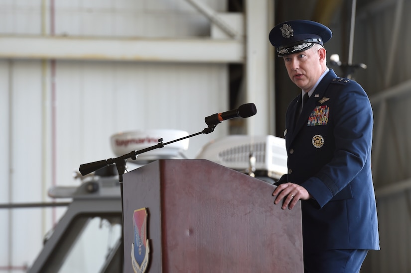 Maj. Gen. John Gordy II, U.S. Air Force Expeditionary Center commander, delivers remarks during a change of command ceremony Sept. 5, 2018, at Joint Base Charleston, S.C. Gordy presided over the ceremony, during which Col. Terrence Adams replaced Col. Jeff Nelson as 628th Air Base Wing commander and Joint Base Charleston commander. Joint Base Charleston is one of 12 Department of Defense joint bases and is host to over 60 DOD and federal agencies. The 628th ABW delivers installation support to over 90,000 Airmen, Sailors, Soldiers, Marines, Coast Guardsmen, civilians, dependents and retirees across four installations including the Air Base and Naval Weapons Station.