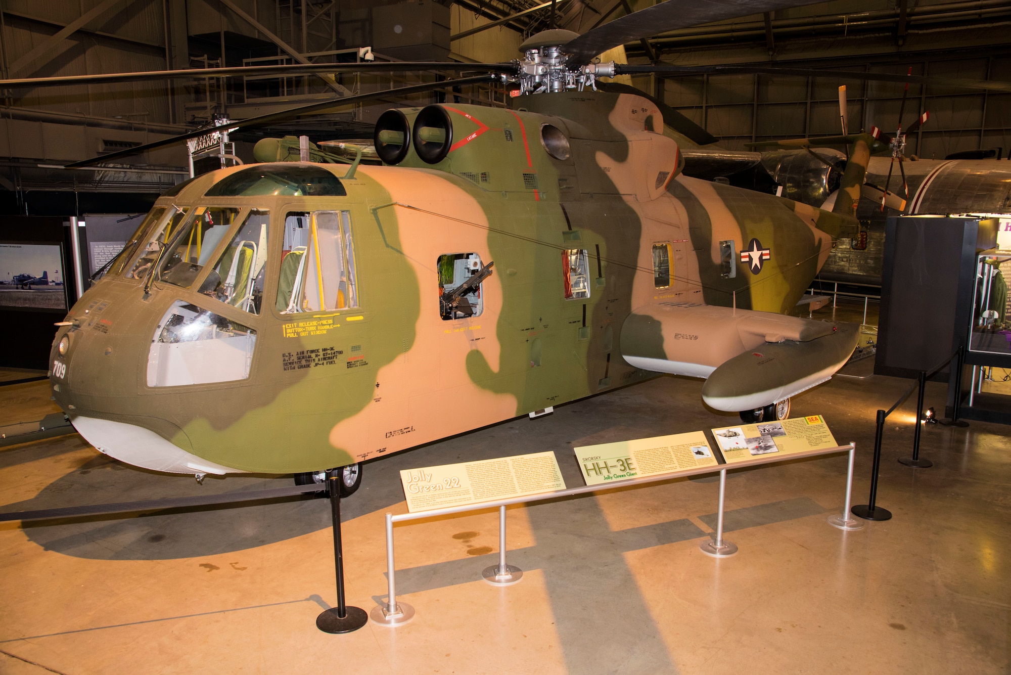 Sikorsky HH-3 in the Southeast Asia War Gallery at the National Museum of the United States Air Force. (U.S. Air Force photo by Ken LaRock)