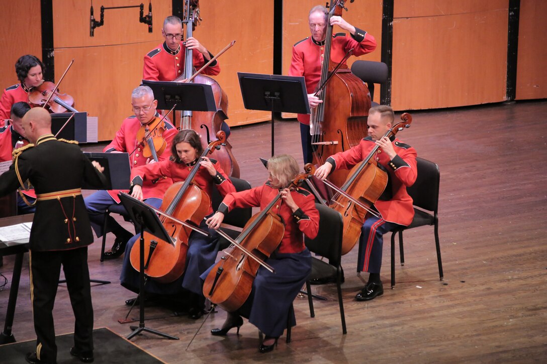 On Aug. 18, 2018 the Marine Chamber Orchestra concluded its 2018 Summer Series with some lesser-known works by well-known composers, including Georg Philipp Telemann’s Suite, La Bizarre and Ottorino Respighi’s Ancient Airs and Dances. The concert also included Ulysses Kay’s Six Dances for String Orchestra and André Jolivet’s Concertino for Trumpet. (U.S. Marine Corps photo by Master Sgt. Kristin duBois/released)