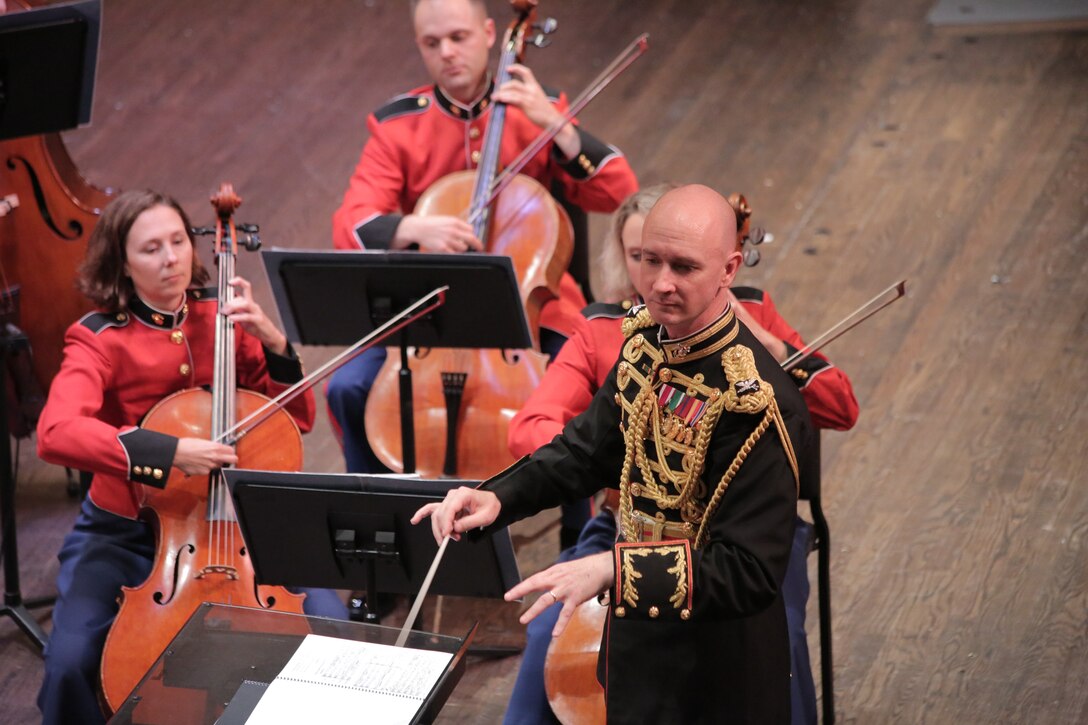 On Aug. 18, 2018 the Marine Chamber Orchestra concluded its 2018 Summer Series with some lesser-known works by well-known composers, including Georg Philipp Telemann’s Suite, La Bizarre and Ottorino Respighi’s Ancient Airs and Dances. The concert also included Ulysses Kay’s Six Dances for String Orchestra and André Jolivet’s Concertino for Trumpet. (U.S. Marine Corps photo by Master Sgt. Kristin duBois/released)