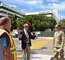 Robert Klein, project manager with the U.S. Army Corps of Engineers Los Angeles District, center, discusses the Corps’ San Diego Veterans Affairs project with Col. Aaron Barta, LA District commander, right, while Shaun Frost, area engineer with the Construction Division, Southern California Area Office, LA District, left, looks on during an Aug. 29 site visit to the hospital in San Diego, California.