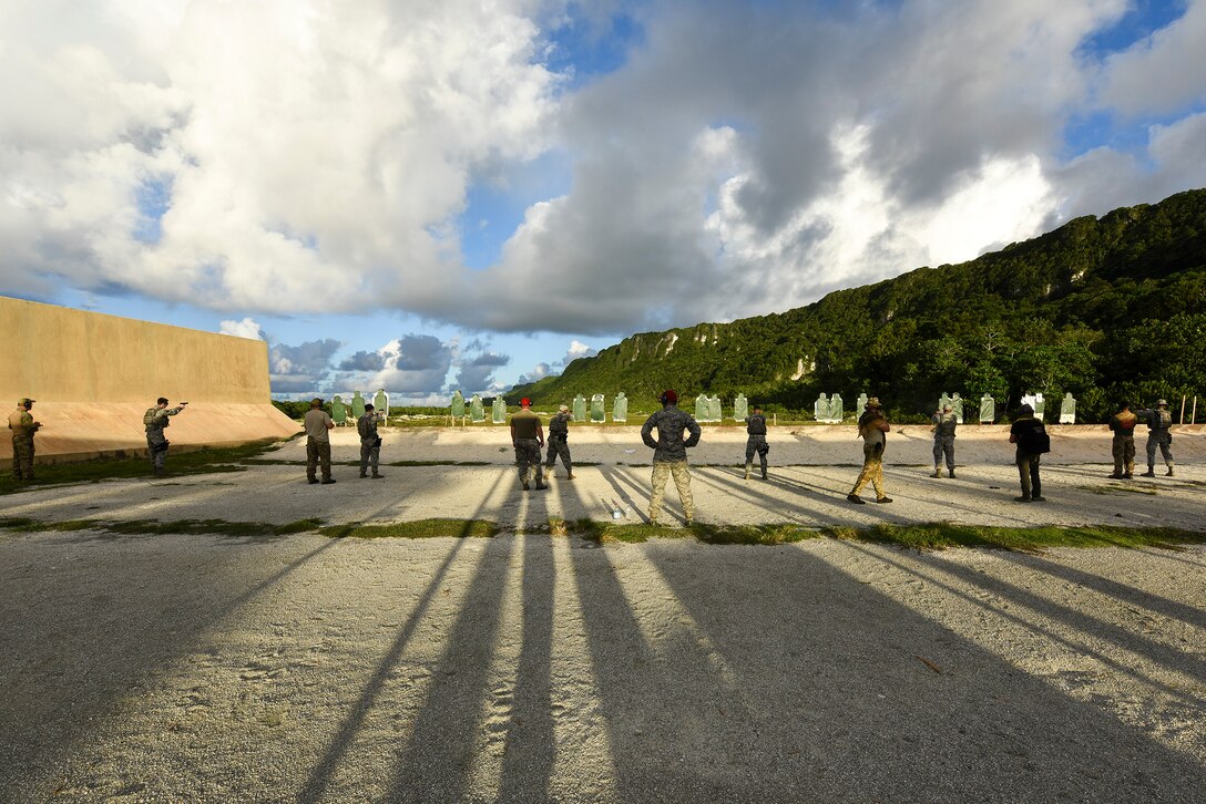 Airmen from the 36th Security Forces Squadron take part in the Jungle Enforcement Team qualification test Aug. 25, 2018, at Andersen Air Force Base, Guam. The Shadow Patrol is responsible for securing the perimeter around Northwest Field, a lush and dense Jungle. (U.S. Air Force photo by Tech. Sgt. Jake M. Barreiro)