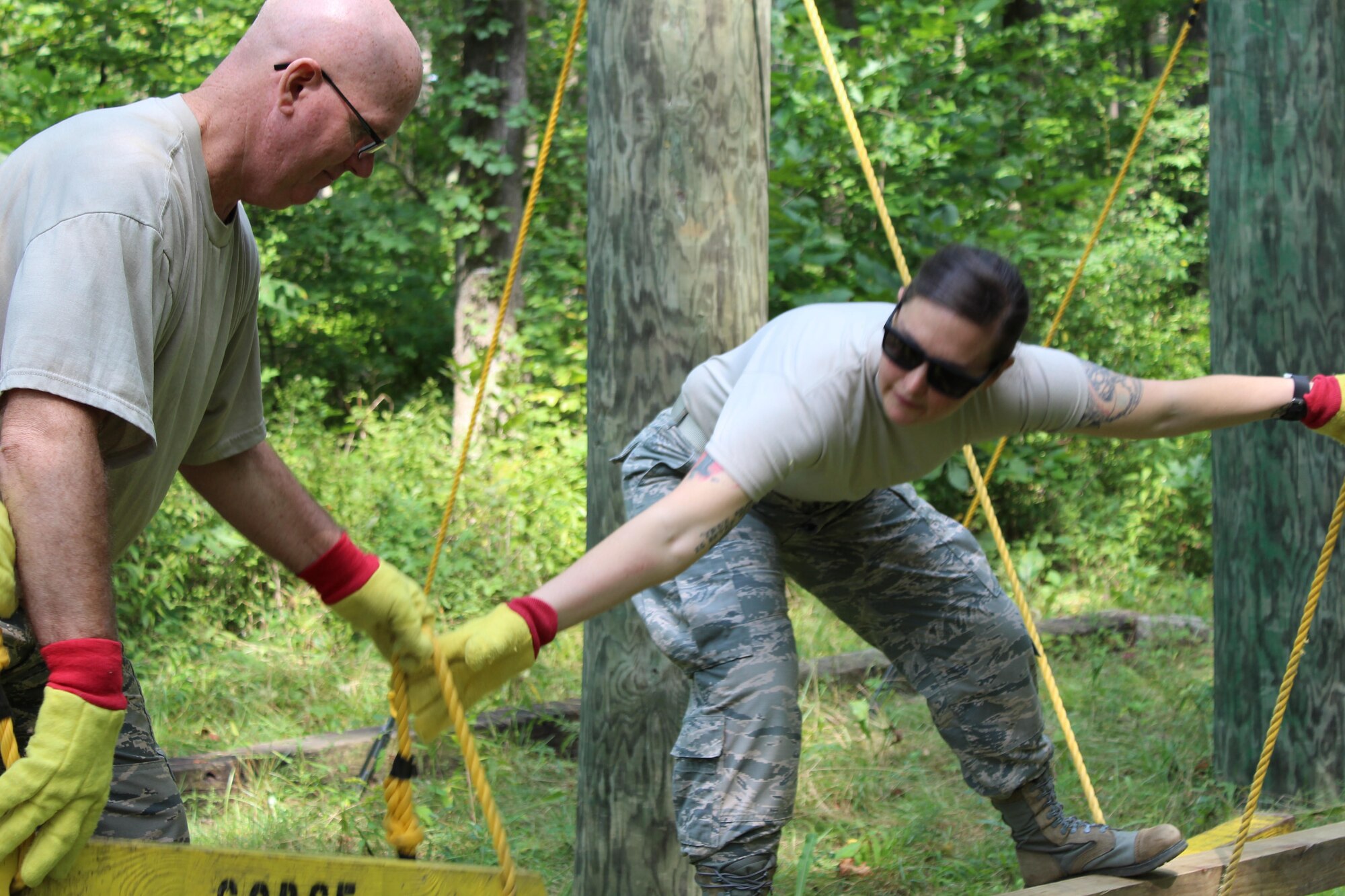 First sergeants from Youngstown Air Reserve Station, Niagara Falls Air Reserve Station and Pittsburgh Air Reserve Station went to Camp Ravenna split into two teams and utilized Ravenna’s leadership reaction course, an obstacle course that limits the teams resources and gives vague instructions forcing the participants to work together to overcome each obstacle. The 910th Airlift Wing hosted a First Sergeant Retreat and Team Building Activity for the first time August 24 through 26 at YARS and CR. The 911th Airlift Wing in Pittsburgh has already decided to host next year’s event.