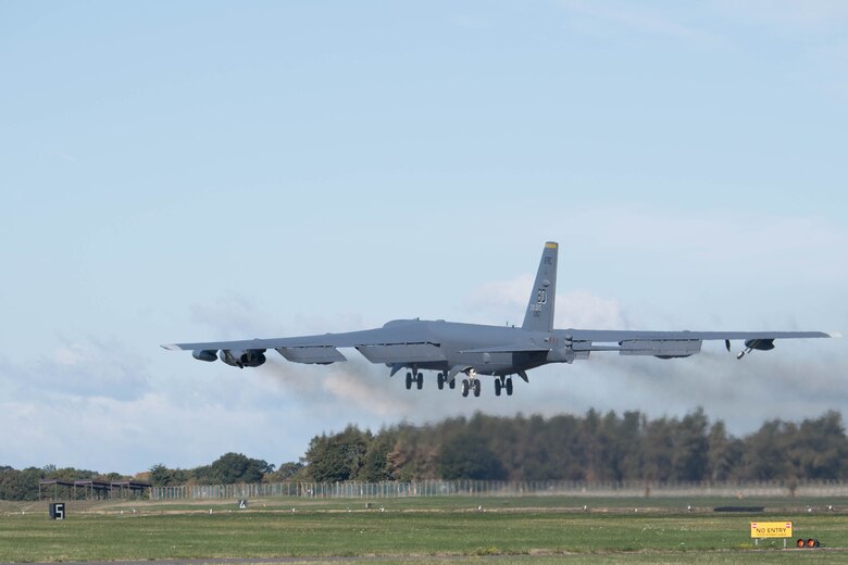 The 343rd Expeditionary Bomb Squadron launched its initial sortie for Ample Strike 18 from RAF Fairford, United Kingdom, Sept. 7, 2018.  The annual Czech- Republic-led exercise is designed to help train with Joint Terminal Air Controllers on the ground there.  Airman of the 343rd are comprised of both Citizen Reserve Airmen and active-duty personnel working within the total force enterprise model. (U.S. Air Force photo by Master Sgt. Ted Daigle)