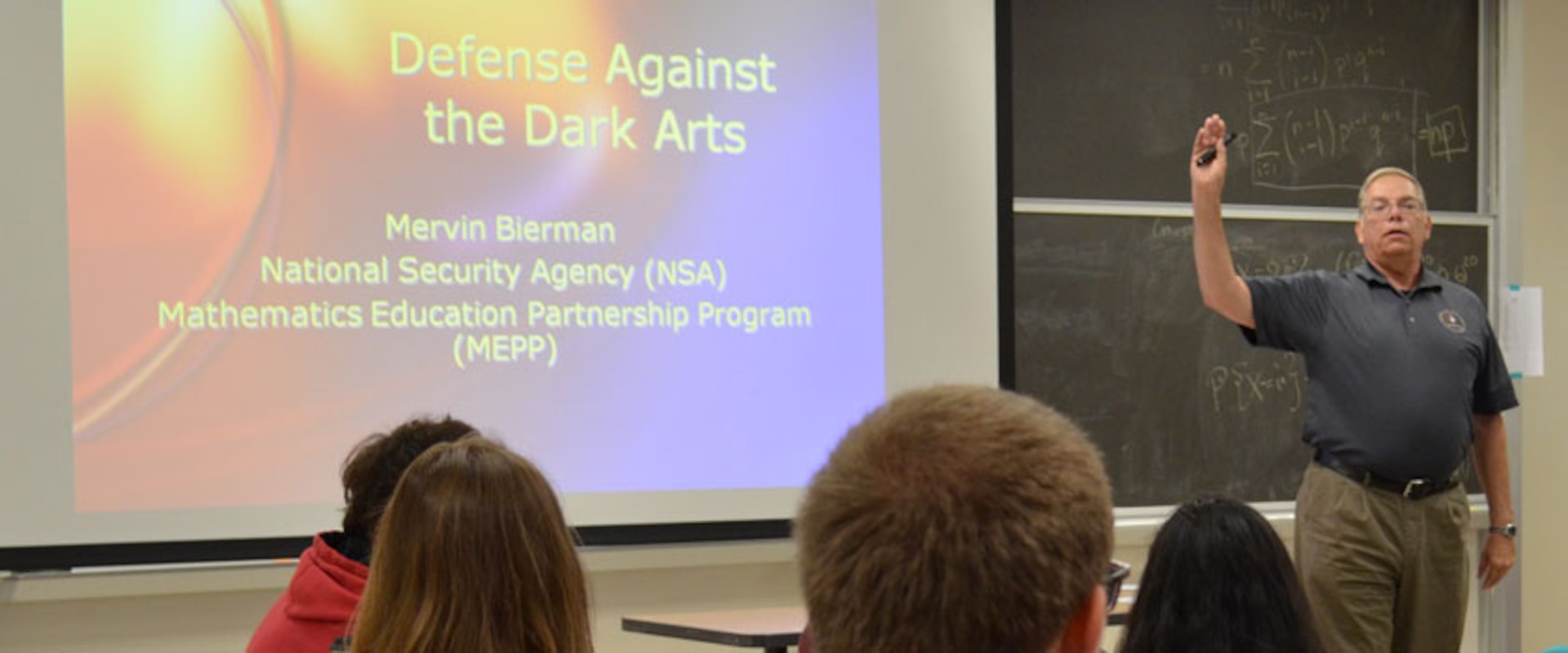 NSA employee Mervin Bierman gave a July presentation to talented high school students in a Rutgers University math program.