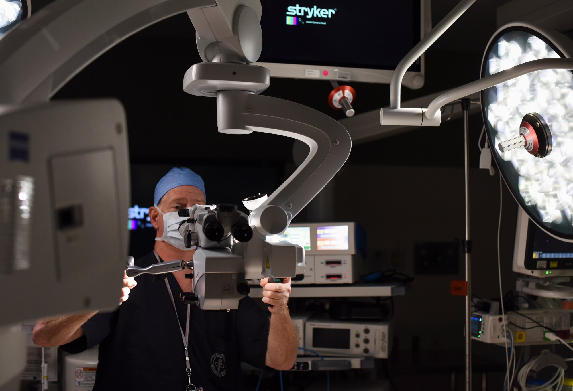 Col. (Dr.) Edward Anderson, 99th Medical Group orthopedic spine surgeon, tests medical gear at Nellis Air Force Base, Nevada, Aug. 23, 2018. Anderson has nearly two decades of surgical experience. (U.S. Air Force photo by Airman 1st Class Andrew D. Sarver)