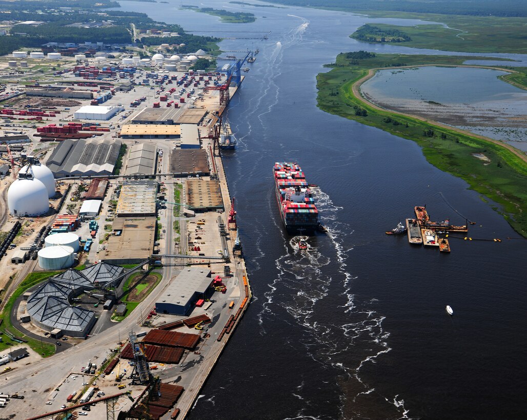 The U.S. Army Corps of Engineers Wilmington District helps keep the federal channels that lead to the Ports of Wilmington and Morehead City free of material to provide safe passage for commercial vessels. To learn more, read article in News Stories in lower right corner of this page. (NC Ports photo)