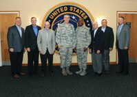 U.S. Air Force Gen. John Hyten, commander of U.S. Strategic Command (USSTRATCOM), and Chief Master Sergeant of the Air Force (CMSAF) Kaleth O. Wright welcome former CMSAFs and Air Force senior leaders during the 2018 Senior Enlisted Statesman Forum at USSTRATCOM headquarters on Offutt Air Force Base, Neb., Sept. 6, 2018. The two-day event allowed Air Force senior leaders to come together for frank, open discussions and decision-making about the future of the Air Force. The CMSAF represents the highest enlisted level of leadership, and as such, provides direction for the enlisted force and represents their interests, as appropriate, to the American public, and to those in all levels of government.