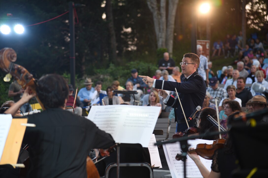 Lt. Philip Emory leads members of the U.S. Air Force Band alongside the Cape Symphony