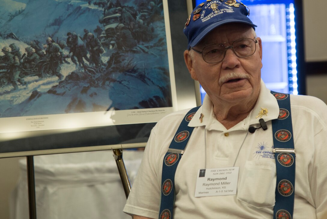 Raymond Miller, who served as a Sgt. in the 1st Marine Division during the Battle of Chosin Reservoir, joined his fellow Marines and families at the Sheraton Norfolk Waterside Hotel, Norfolk, Va., Aug. 7, for a memorial service to pay tribute to those who passed during the Korean War.  The Marines who survived, along with soldiers and sailors are known as the Chosin Few. (Official U.S. Marine Corps photos by Chris Jones/Released)