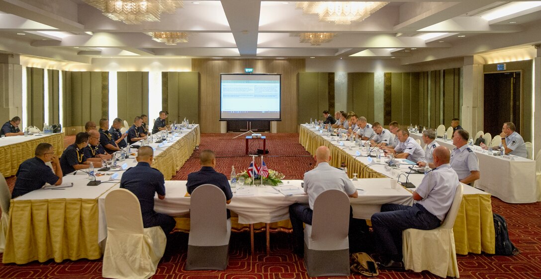 Pacific Air Forces (PACAF) and Royal Thai Air Force (RTAF) airmen participate in the fifth RTAF-PACAF Airman-to-Airman (A2A) talks in Bangkok, Thailand, Aug. 21, 2018.