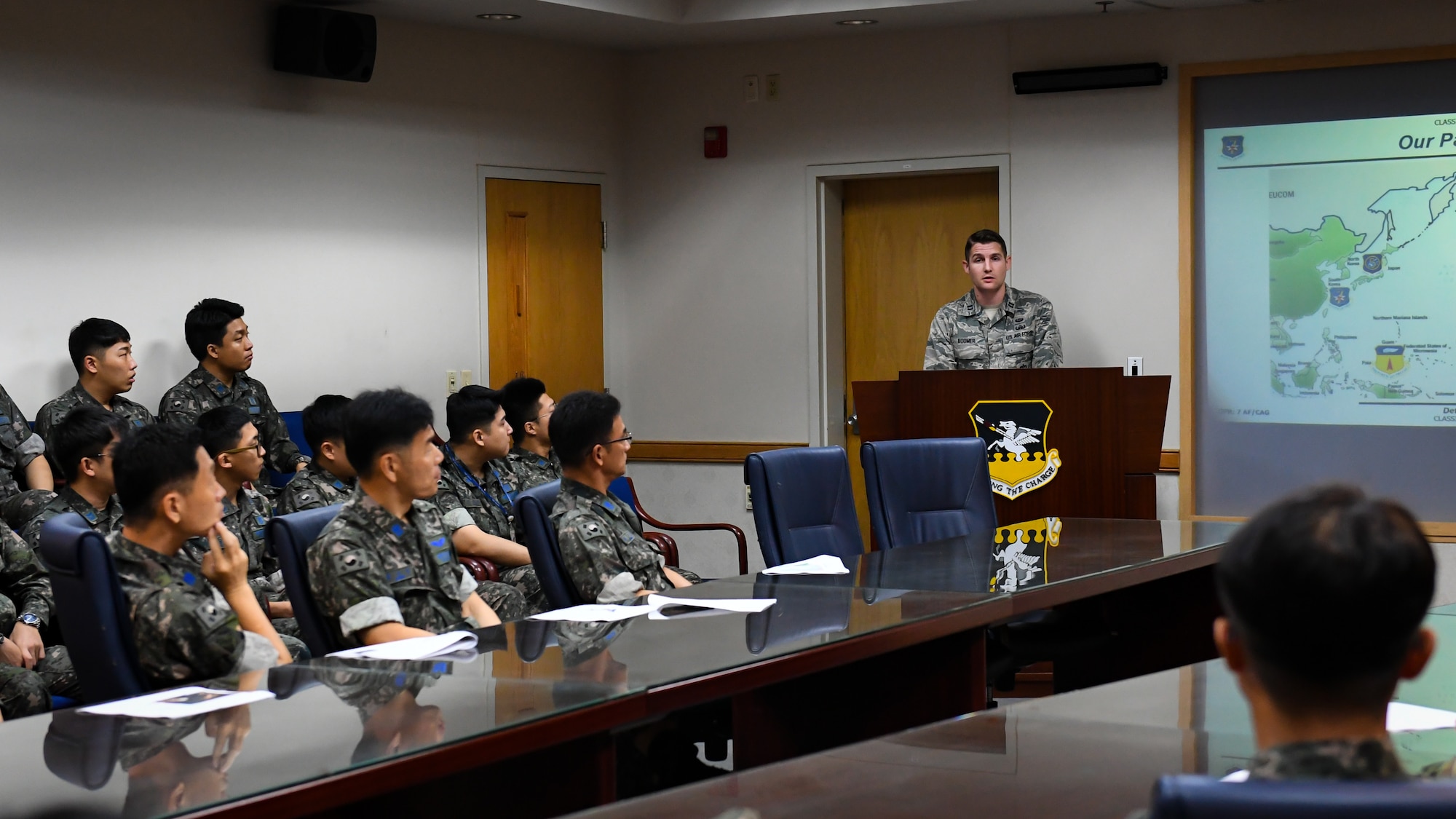 During the tour, the AFOC visitors toured the 51st Munitions and 51st Operations Support squadrons to better understand and improve operability with their American counterparts.  (U.S. Air Force photo by Staff Sgt. Benjamin Raughton)