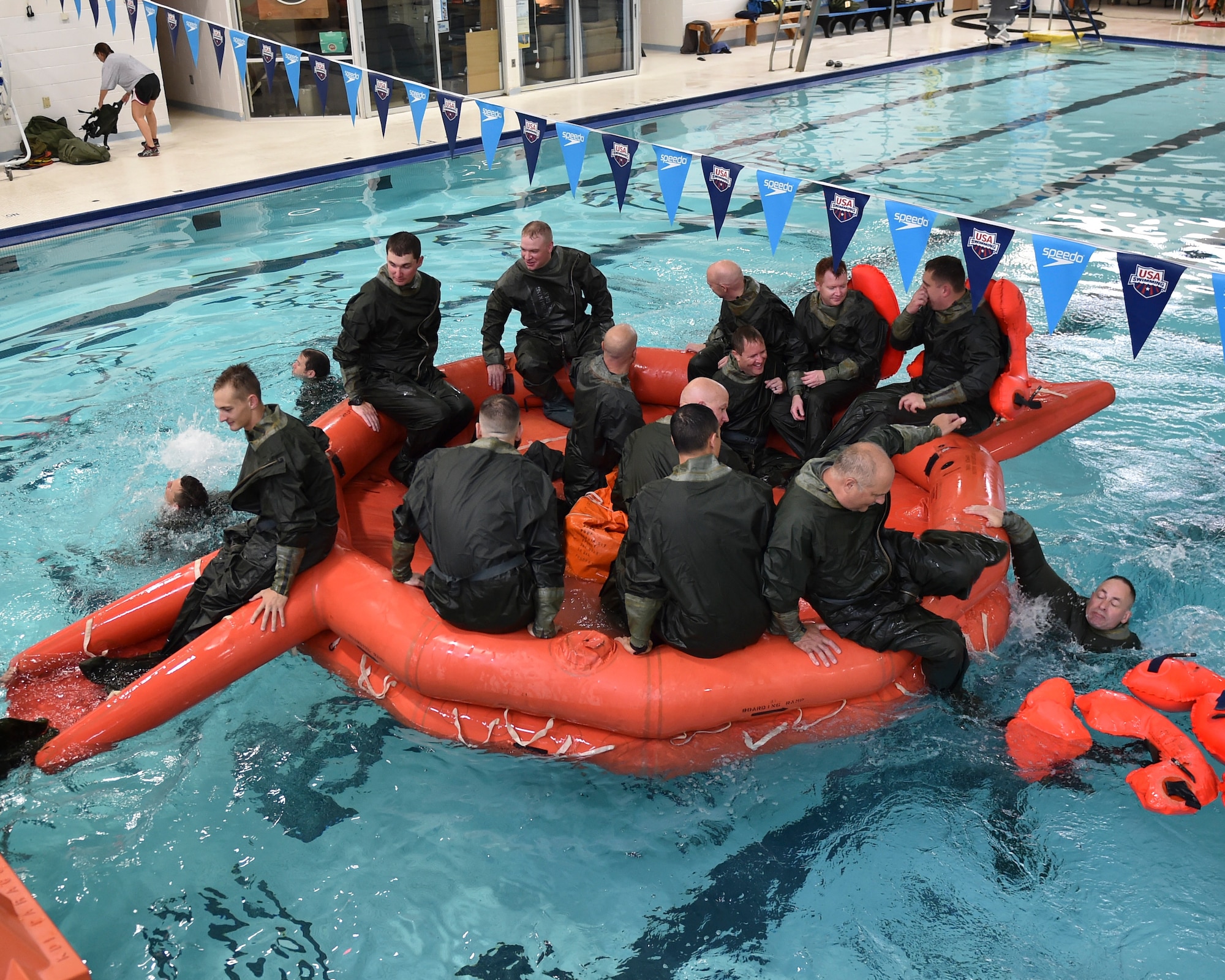During this training Airmen learn how to survive in emergency situations in open water and how to be rescued in combat and non-combat situations.