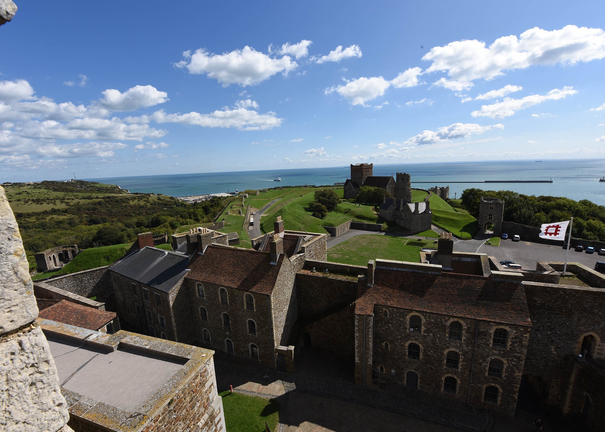 A view from the Great Tower during an RAF Mildenhall sponsored resiliency trip to Dover Castle in Dover, England, Sept. 7, 2018.  The resiliency trip offered an insight to the Airmen through the long history within its walls. (U.S. Air Force photo by Senior Airman Luke Milano)