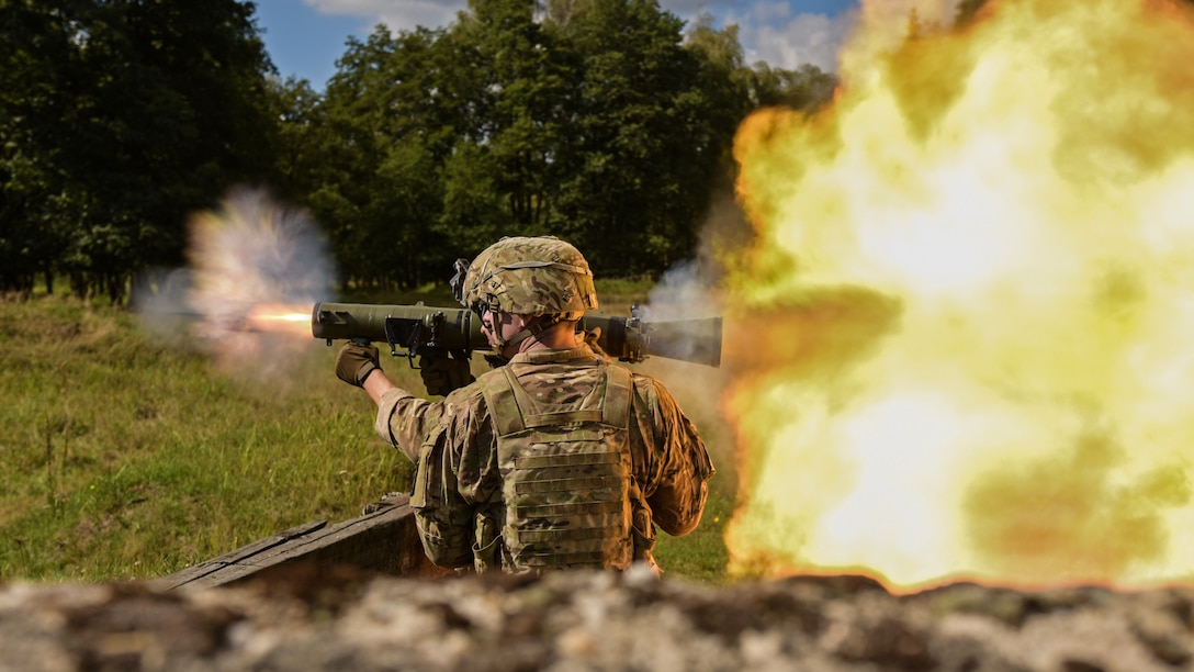Soldiers engage targets with the Carl Gustaf 84mm weapon system.