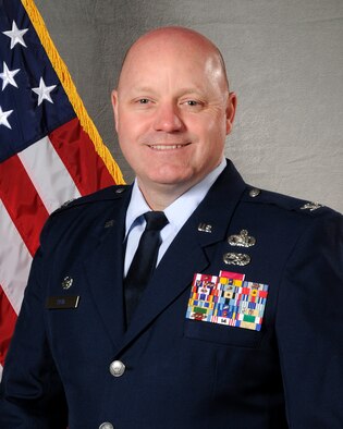 U.S. Air Force Col. Cory Reid, the commander of the 182nd Mission Support Group, Illinois Air National Guard, poses for a portrait in Peoria, Ill., April 4, 2018