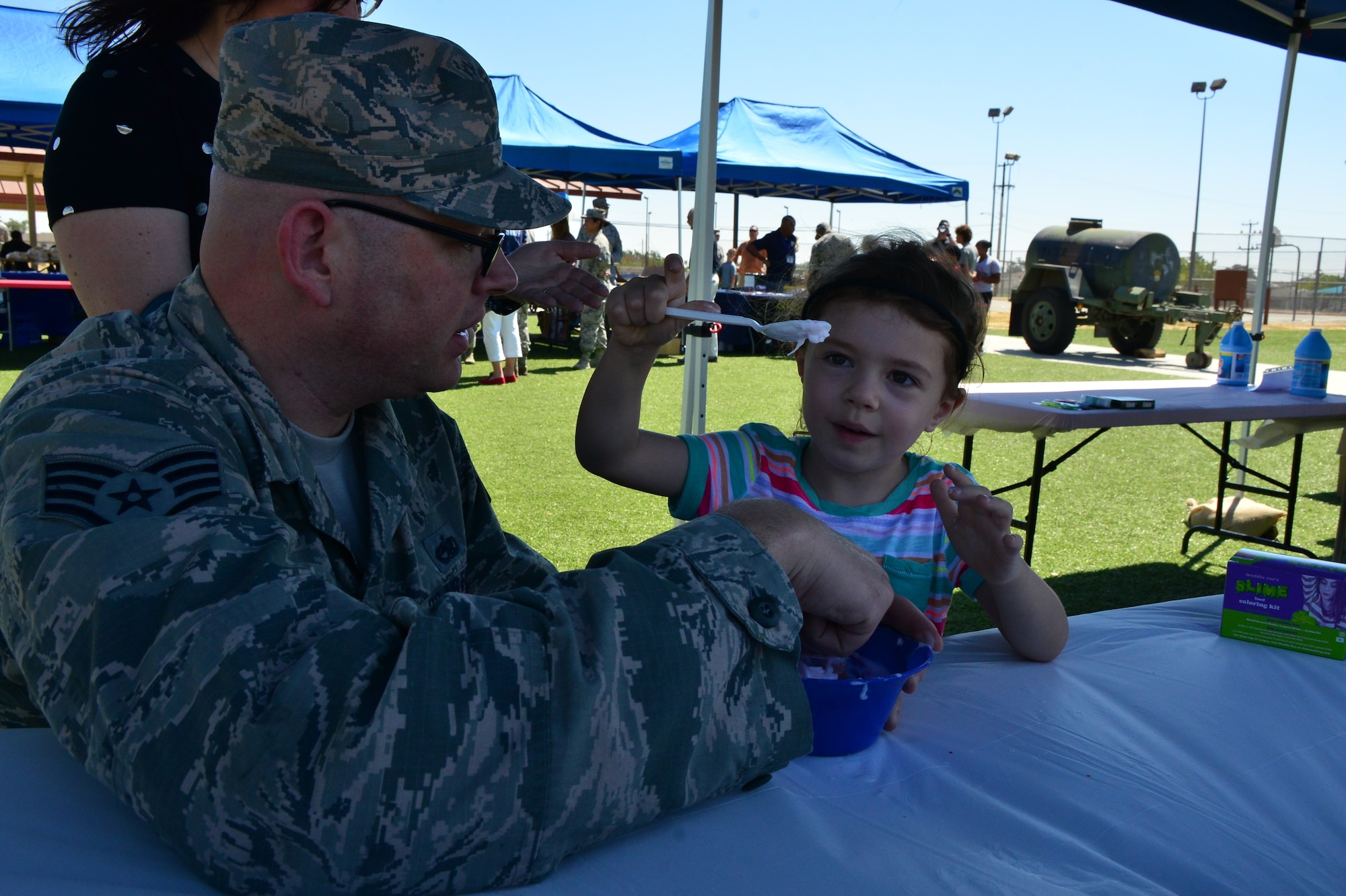 he 349th Air Mobility Wing hosted Operation Family Circle, in which families were able to experience a variety of demonstration booths, activities, and food.