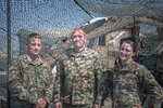 Army Capt. Mike Barley, left, Sgt. 1st Class Nathan Hikley and Army Capt. Haily Barley serve in the Idaho Army National Guard, in addition to working as police officers with the Middleton Police Department, in Middleton, Idaho. The three make up nearly a third of the department's police force.